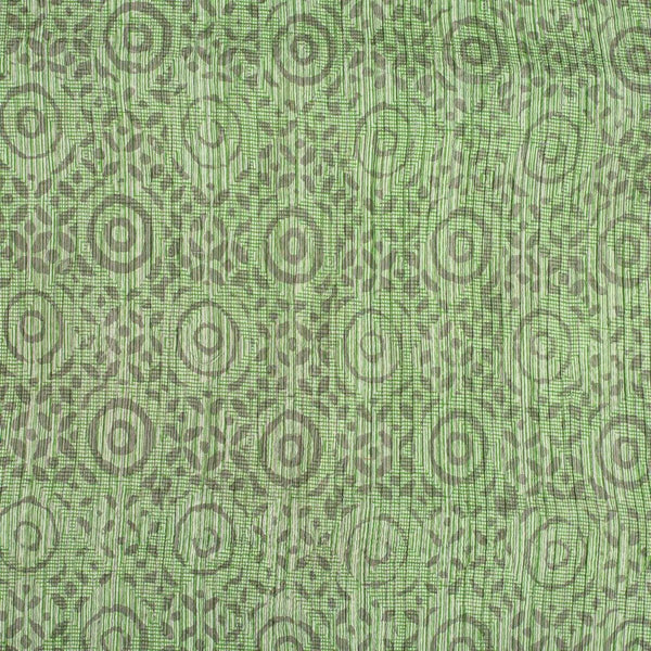 Pastel Green Colour Dabu Block Print 32 inch Width Pin Tucks Cotton Fabric 