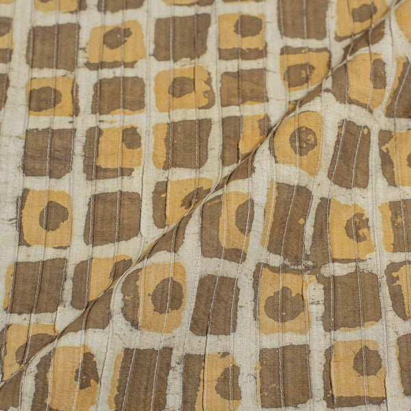 Bronze Mist Colour Dabu Block Print 38 inch Width Pin Tucks Cotton Fabric 
