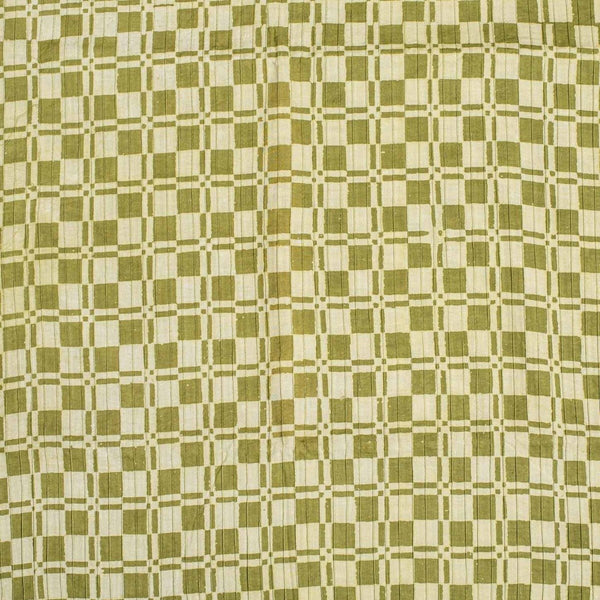 Moss Green Colour Dabu Block Print 38 inch Width Pin Tucks Cotton Fabric 