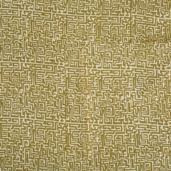 Moss Green Colour Dabu Block Print 38 inch Width Pin Tucks Cotton Fabric 