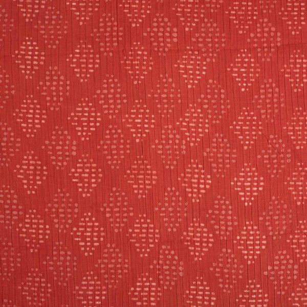 Brick Colour Dabu Block Print 38 inch Width Pin Tucks Cotton Fabric 