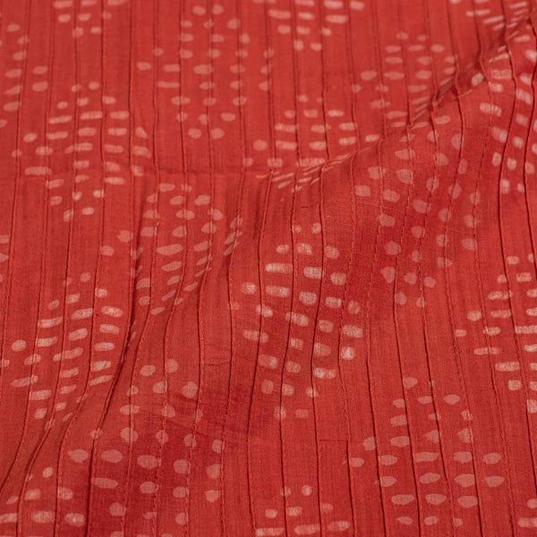 Brick Colour Dabu Block Print 38 inch Width Pin Tucks Cotton Fabric 
