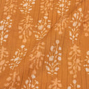 Apricot Orange Colour Dabu Block Print 37 inch Width Pin Tucks Cotton Fabric 