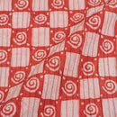 Orange Red Colour Dabu Block Print 38 inch Width Pin Tucks Cotton Fabric 