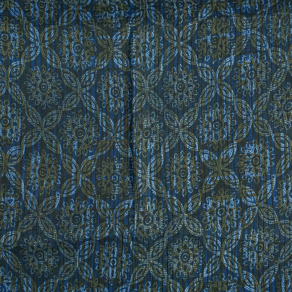Indigo Colour Dabu Block Print 37 inch Width Pin Tucks Cotton Fabric 