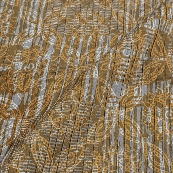 Cedar Colour Dabu Block Print 36 inch Width Pin Tucks Cotton Fabric 