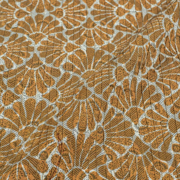 Cedar Colour Dabu Block Print 37 inch Width Pin Tucks Cotton Fabric 