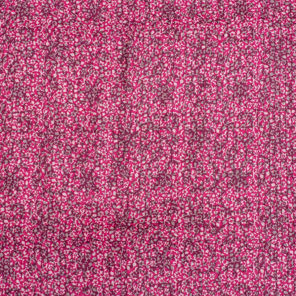 Pink Colour Dabu Block Print 37 inch Width Pin Tucks Cotton Fabric 