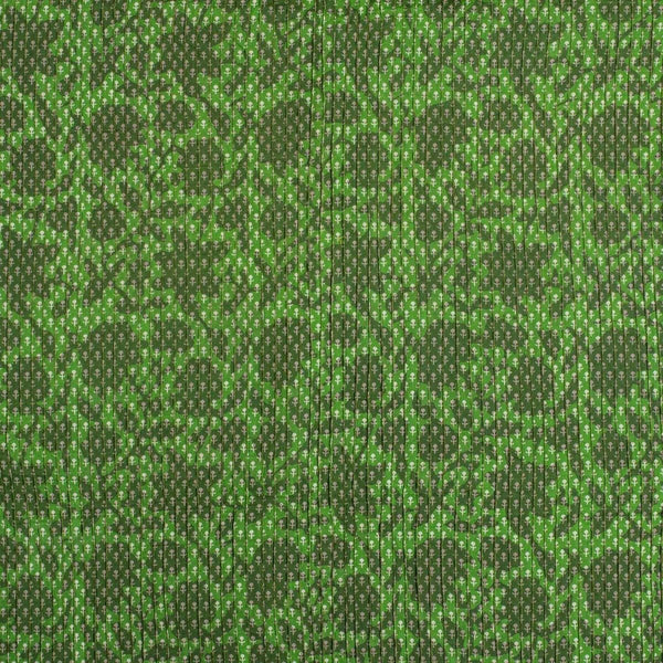 Green Colour Dabu Block Print 37 inch Width Pin Tucks Cotton Fabric 