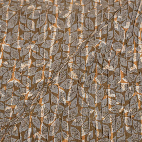 Cedar Colour Dabu Block Print 37 inch Width Pin Tucks Cotton Fabric 