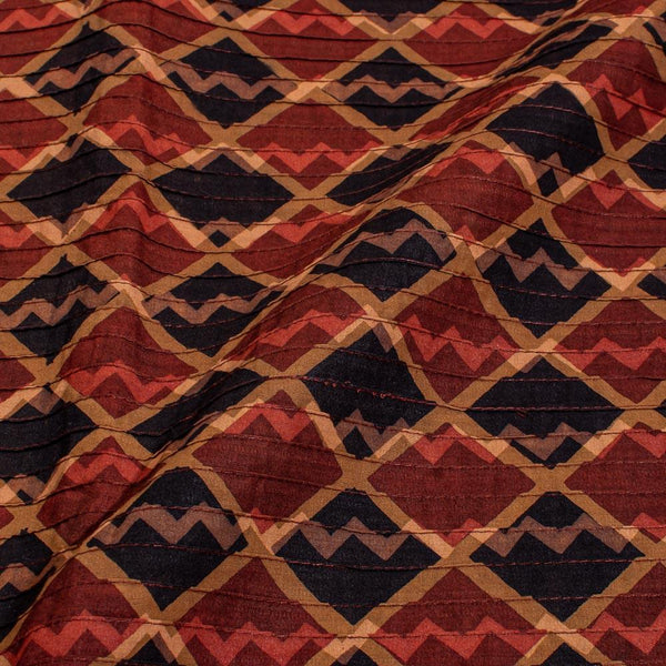Rust Brown Colour Authentic Hand Block Print Pin Tucks Cotton Fabric