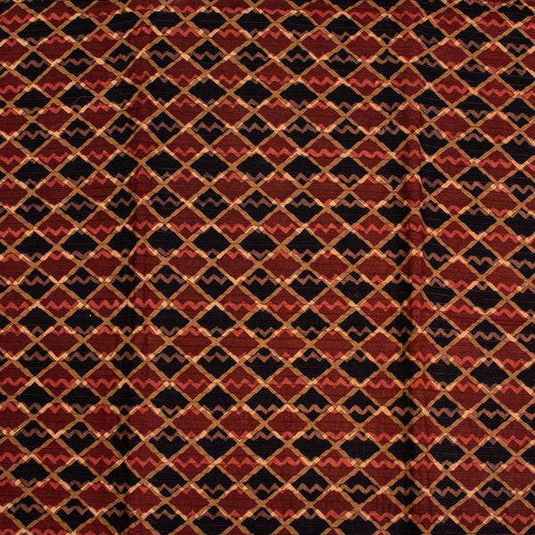 Rust Brown Colour Authentic Hand Block Print Pin Tucks Cotton Fabric