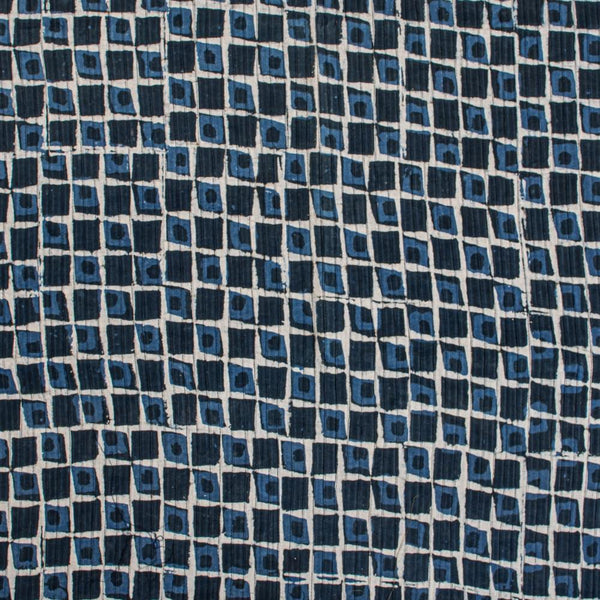 Indigo Colour Authentic Hand Block Print Pin Tucks Cotton Fabric