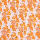 Off White Colour Leaves Block Print 38 inch Width Pin Tucks Cotton Fabric  