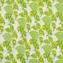 Off White Colour Leaves Block Print 38 inch Width Pin Tucks Cotton Fabric 