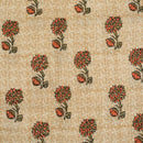 Off White Colour Floral Block Print 39 inch Width Pin Tucks Cotton Fabric 