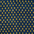 Indigo Dabu Block Print Mercerised Cotton Jacquard Fabric 40 inch Width