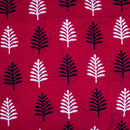 Crimson Red Colour Dabu Block Print Mercerised Cotton Jacquard Fabric 40 inch Width