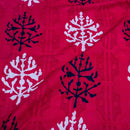 Crimson Red Colour Dabu Block Print Mercerised Cotton Jacquard Fabric 40 inch Width