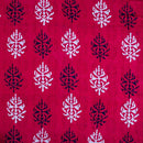 Crimson Red Colour Dabu Block Print Mercerised Cotton Jacquard Fabric 40 inch Width