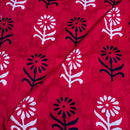 Crimson Red Colour Dabu Block Print Mercerised Cotton Jacquard Fabric 40 inch Width
