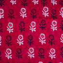 Crimson Red Colour Dabu Block Print Mercerised Cotton Jacquard Fabric 40 inch Width