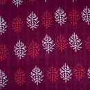 Plum Colour Dabu Block Print Merserised Cotton Jacquard Fabric 40 inch Width
