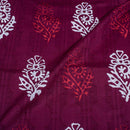 Plum Colour Dabu Block Print Merserised Cotton Jacquard Fabric 40 inch Width