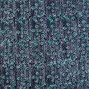 Navy Blue Colour Batik Print Pin Tucks Cotton Fabric