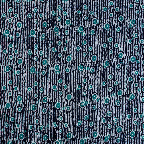 Navy Blue Colour Batik Print Pin Tucks Cotton Fabric