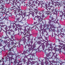 White Purple Colour Batik Print Pin Tucks Cotton Fabric