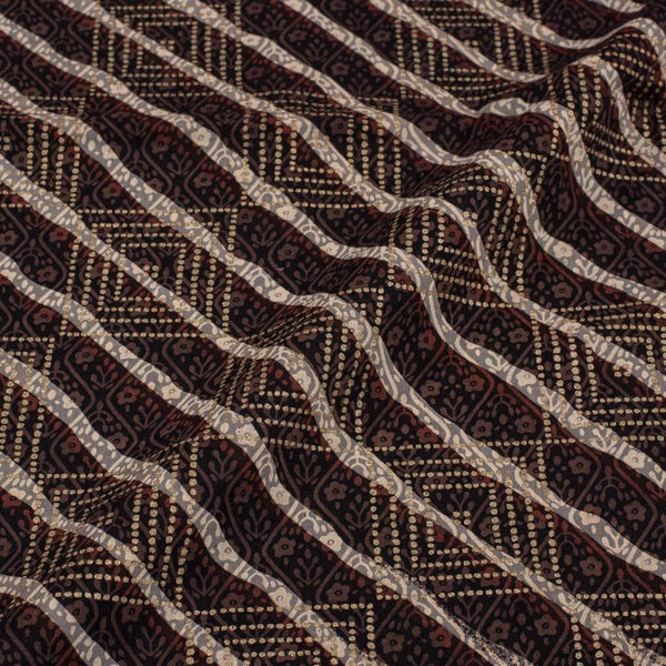 Coffee Brown Colour Authentic Hand Block Print Bagru Cotton Fabric
