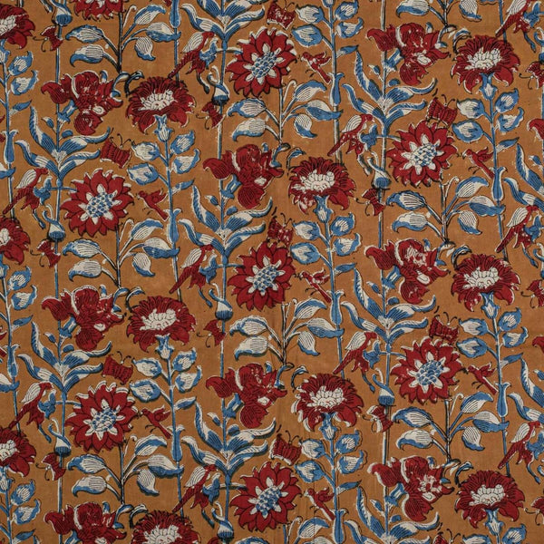 Mustard Brown Colour Authentic Hand Block Print Mal Type Cotton Fabric