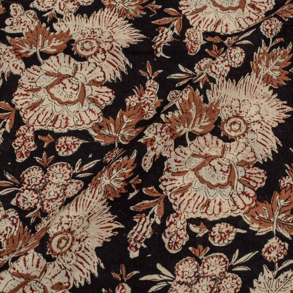 Black Colour Authentic Hand Block Print Mal Type Cotton Fabric