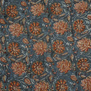 Steel Grey Colour Authentic Hand Block Print Mal Type Cotton Fabric