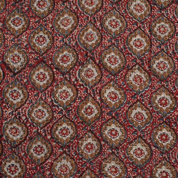 Brick Orange Colour Authentic Hand Block Print Bagru Cotton Fabric