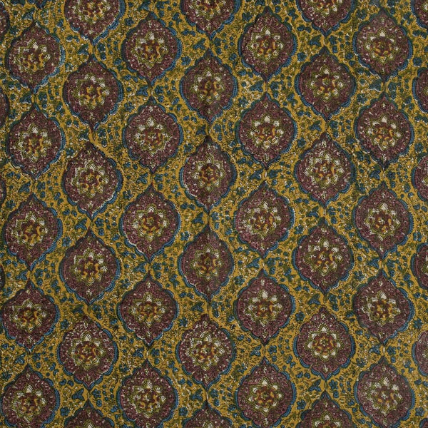 Mehndi Green Colour Authentic Hand Block Print Bagru Cotton Fabric