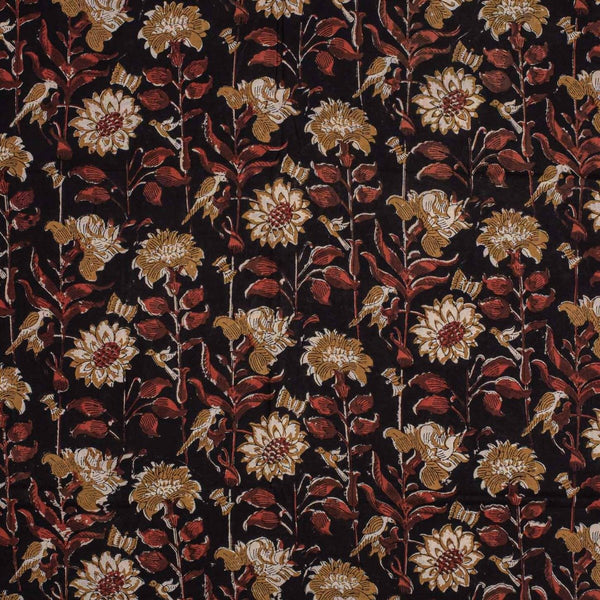 Black Colour Authentic Hand Block Print Mal Type Cotton Fabric