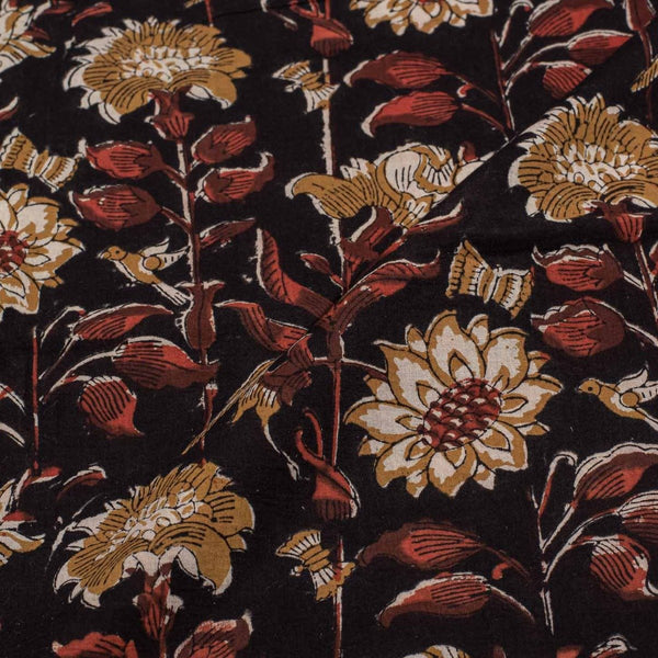 Black Colour Authentic Hand Block Print Mal Type Cotton Fabric