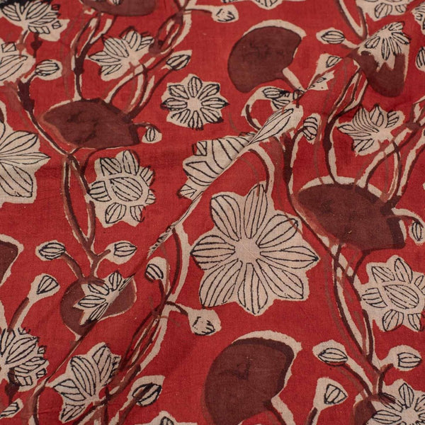 Brick Orange Colour Authentic Hand Block Print Mal Type Cotton Fabric