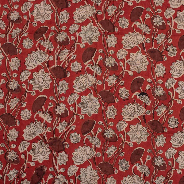Brick Orange Colour Authentic Hand Block Print Mal Type Cotton Fabric
