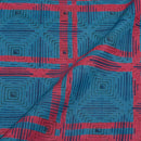 Blue Colour Unique Dabu With Screen Print Cotton Fabric