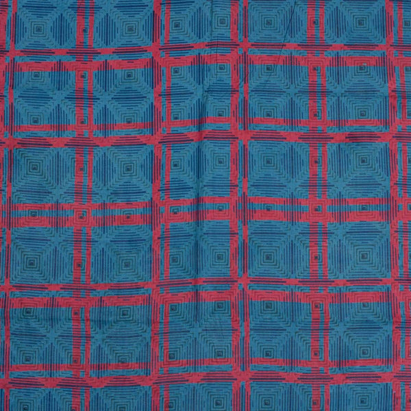 Blue Colour Unique Dabu With Screen Print Cotton Fabric