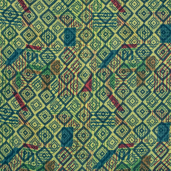 Multi Colour Unique Dabu With Screen Print Cotton Fabric