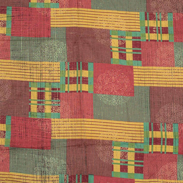 Multi Colour Unique Dabu With Screen Print Cotton Fabric