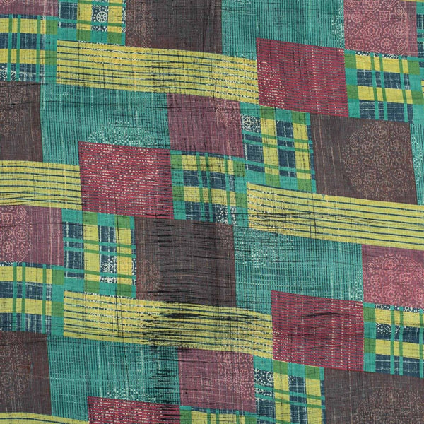 Multi Colour Unique Dabu With Screen Print Cotton Fabric