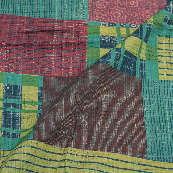 Multi Colour Unique Dabu With Screen Print Cotton Fabric