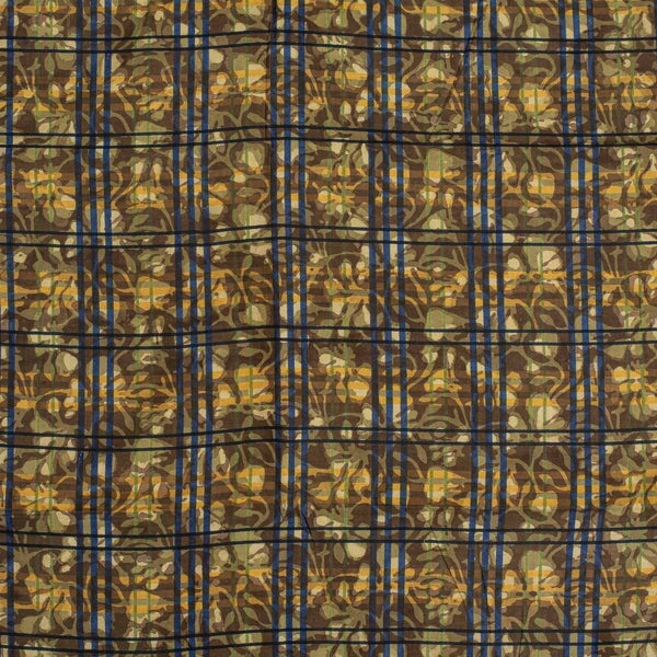 Mustard Brown Colour Unique Dabu With Screen Print Cotton Fabric