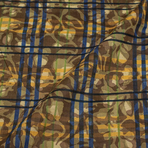 Mustard Brown Colour Unique Dabu With Screen Print Cotton Fabric
