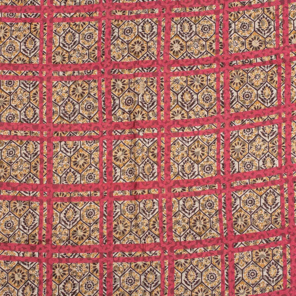Cedar Colour  Unique Dabu With Screen Print Cotton Fabric